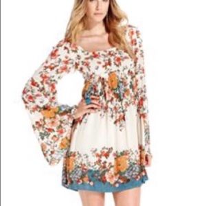 Free People Floral Dress w/ Bell Sleeves